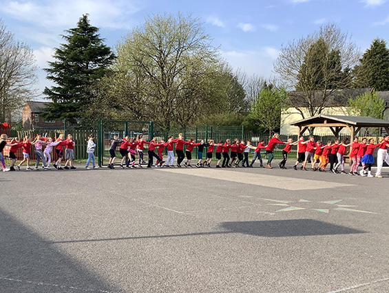 Whole school Conga in support of CAFOD to raise money during Lent this year - April 2025